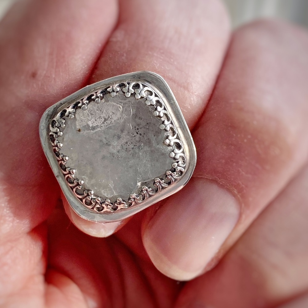Sterling Silver Moonstone Ring Size 8